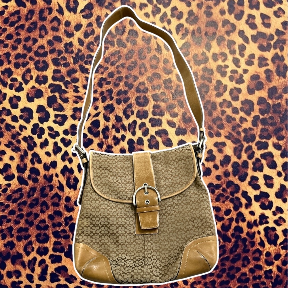 Elegant Tan Coach Shoulder Bag